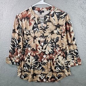 Cocomo Women's Floral Print V-Neck 3/4 Sleeve Blouse Top Size M
